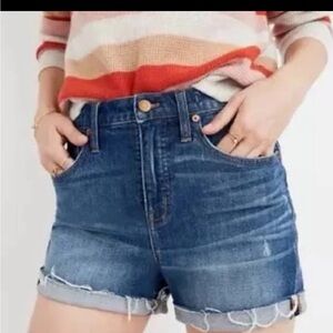 Madewell High Rise Denim Cut Off Shorts Rolled Hem 25